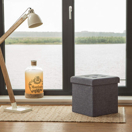 Collapsible stool with linen fabric storage