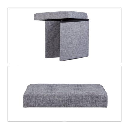 Collapsible stool with linen fabric storage