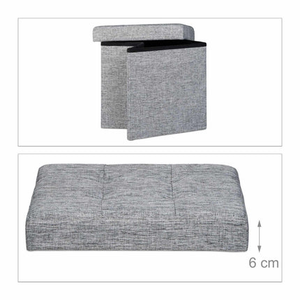 Collapsible stool with linen fabric storage