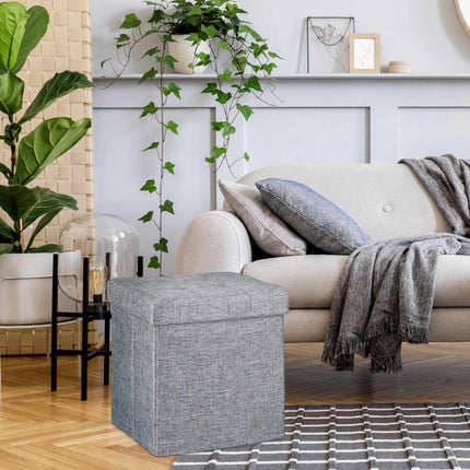 Klappbarer Hocker mit Stauraum aus Leinenstoff