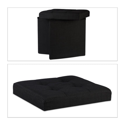 Klappbarer Hocker mit Stauraum aus Leinenstoff