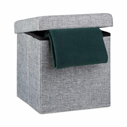 Collapsible stool with linen fabric storage