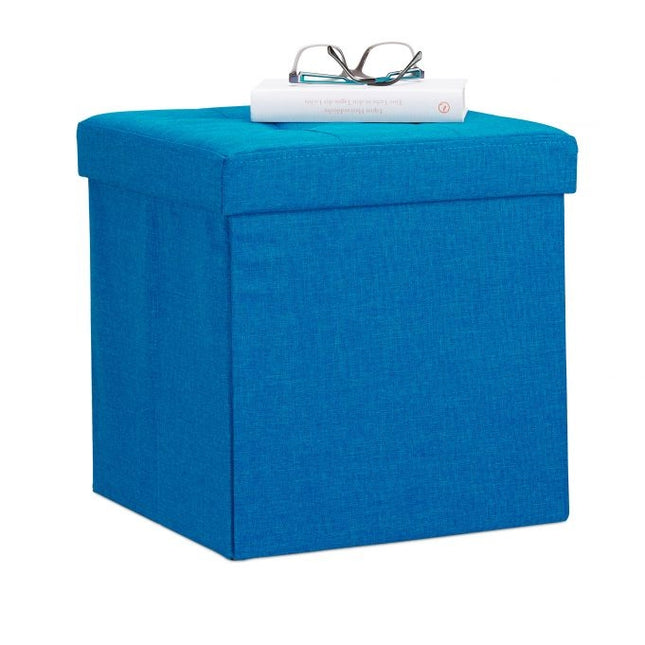 Klappbarer Hocker mit Stauraum aus Leinenstoff