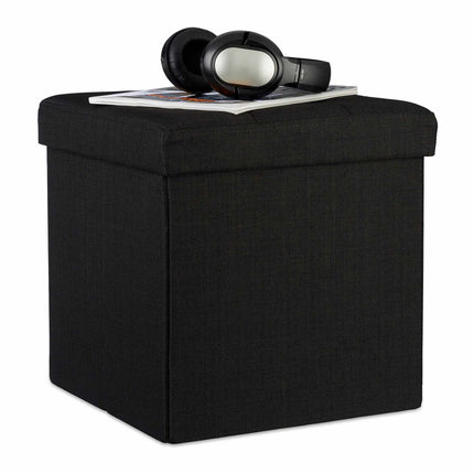 Klappbarer Hocker mit Stauraum aus Leinenstoff