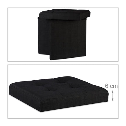 Klappbarer Hocker mit Stauraum aus Leinenstoff