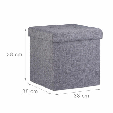 Collapsible stool with linen fabric storage