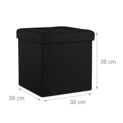 Klappbarer Hocker mit Stauraum aus Leinenstoff