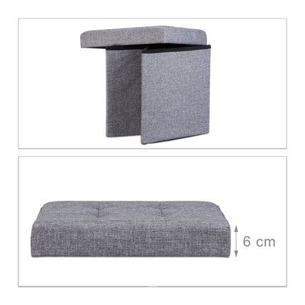 Collapsible stool with linen fabric storage