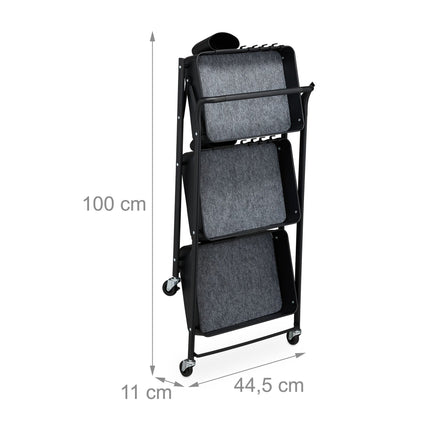 Collapsible trolley with 3 shelves