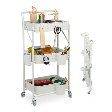 Collapsible trolley with 3 shelves