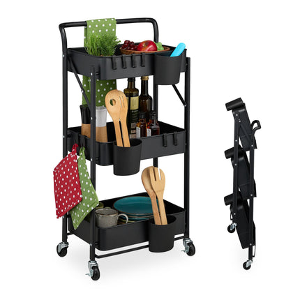 Collapsible trolley with 3 shelves