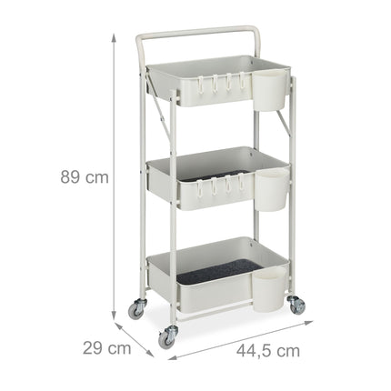 Collapsible trolley with 3 shelves