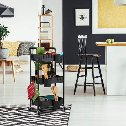 Collapsible trolley with 3 shelves