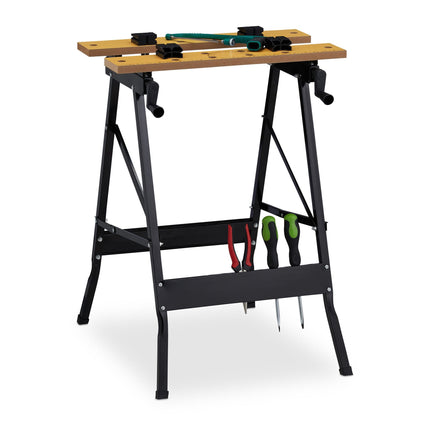 Établi pliable avec mâchoires de serrage