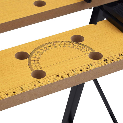 Établi pliable avec mâchoires de serrage