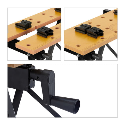 Établi pliable avec mâchoires de serrage