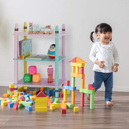 Colorful children's shelf with 3 shelves