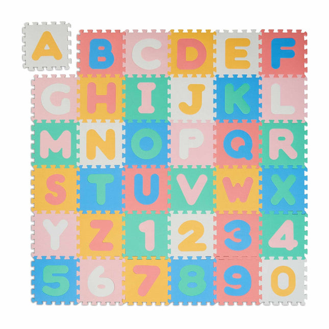 Bunte Puzzlematte mit ABC und Zahlen