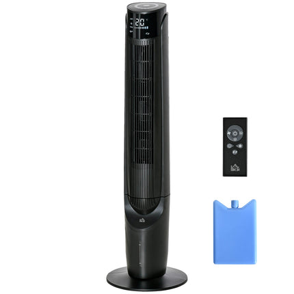 Kolomventilator Torenventilator Luchtkoeler 2-in-1 - 4 standen 3 snelheden, afstandsbediening, timer, draaibaar - Zwart Aosom