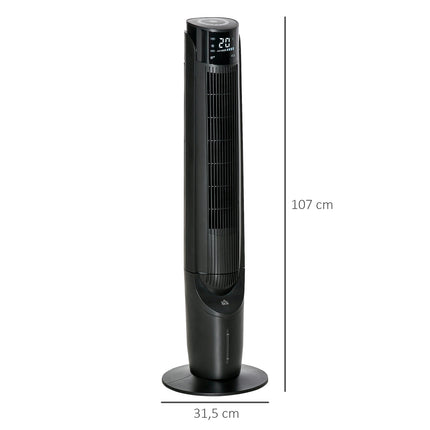 Kolomventilator Torenventilator Luchtkoeler 2-in-1 - 4 standen 3 snelheden, afstandsbediening, timer, draaibaar - Zwart Aosom