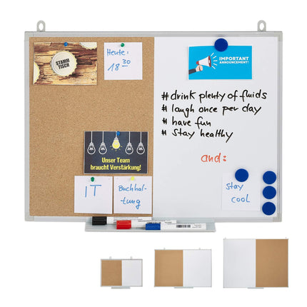 Combination of bulletin board and magnetic board