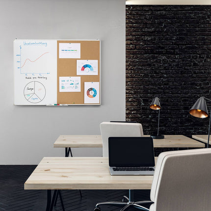 Kombination aus Pinnwand und Magnettafel