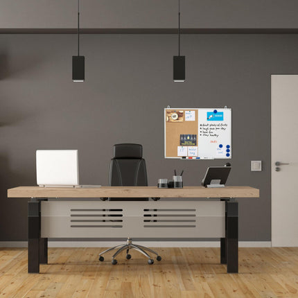 Combination of bulletin board and magnetic board
