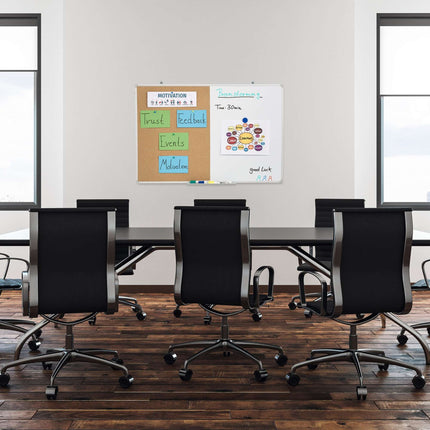 Combination of bulletin board and magnetic board