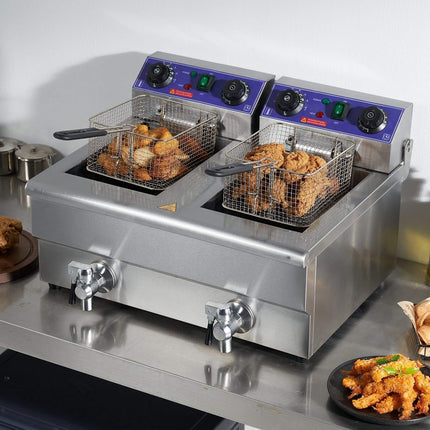 Commercial Deep Fryer – Dual Tank 2 x 11L, 6000W