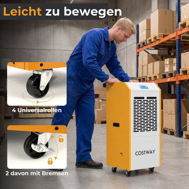 Gewerblicher Luftentfeuchter 90L/Tag mit Pumpe und Schlauch – 24-Stunden-Timer