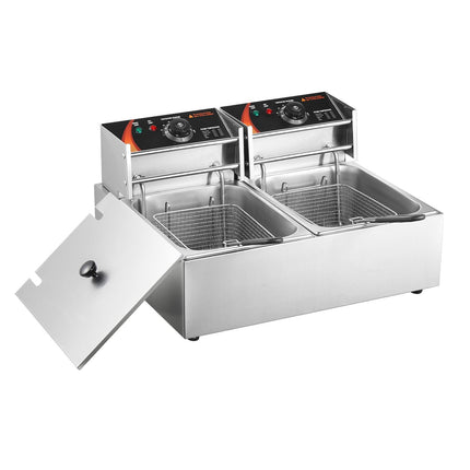 Commercial Electric Deep Fryer 24L, Dual Basket, 5000W