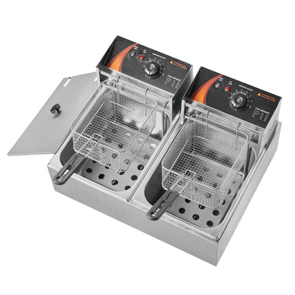 Commercial Electric Deep Fryer 24L, Dual Basket, 5000W