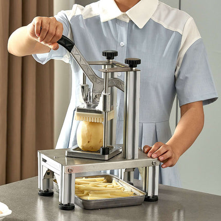 Commercial French Fry Cutter With Tray, 4 Blades, 1/4 and 3/8 In