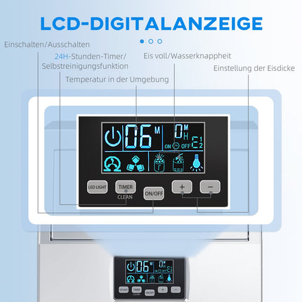Commercial ice machine, 30 kg/24h, self-cleaning stainless steel