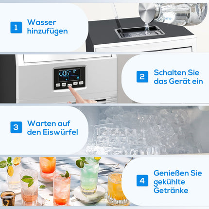 Commercial ice machine, 30 kg/24h, self-cleaning stainless steel