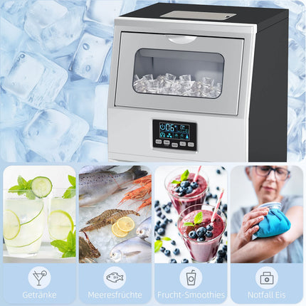 Commercial ice machine, 30 kg/24h, self-cleaning stainless steel