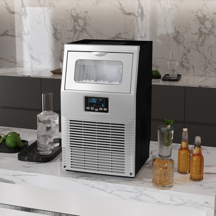 Commercial ice machine, 30 kg/24h, self-cleaning stainless steel
