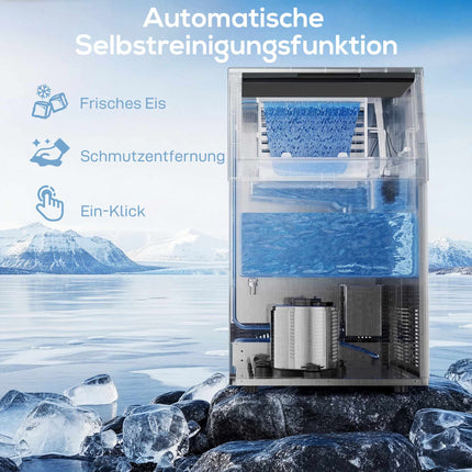 Commercial Ice Maker, 45kg/Day, Stainless Steel, Freestanding