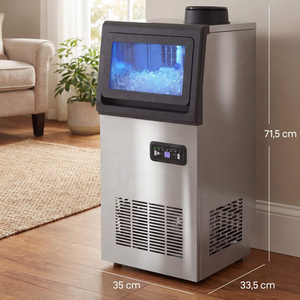 Commercial Ice Maker, 45kg/Day, Stainless Steel, Freestanding
