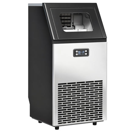 Commercial Ice Maker, 45kg/Day, Stainless Steel, LCD Display
