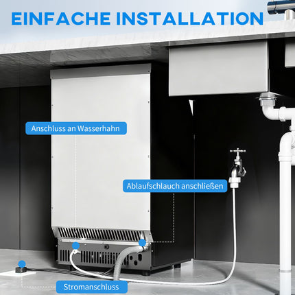 Commercial Ice Maker, 45kg/Day, Stainless Steel, LCD Display