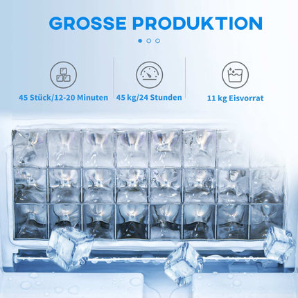 Commercial Ice Maker, 45kg/Day, Stainless Steel, LCD Display