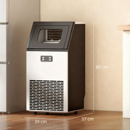 Commercial Ice Maker, 45kg/Day, Stainless Steel, LCD Display