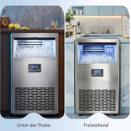 Gewerblicher Eisbereiter, 45kg/Tag, Edelstahl, LCD-Bedienfeld