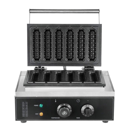 Commercial Waffle Stick Maker, 6-Stick 1500W, Temp Timer
