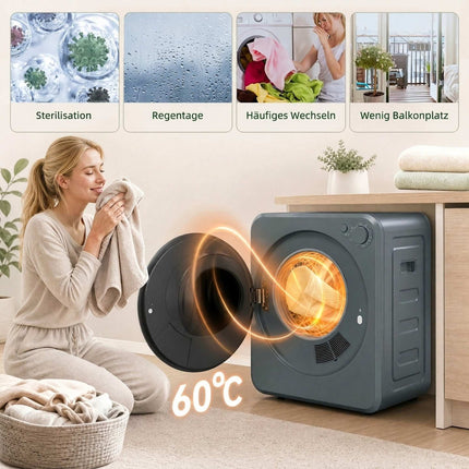 Compact 4kg Clothes Dryer, 5 Programs, Stainless Drum