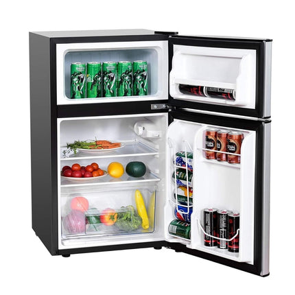 Compact 90L Fridge with 27L Freezer, Silver, Energy Efficient