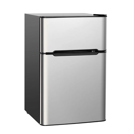Compact 90L Fridge with 27L Freezer, Silver, Energy Efficient