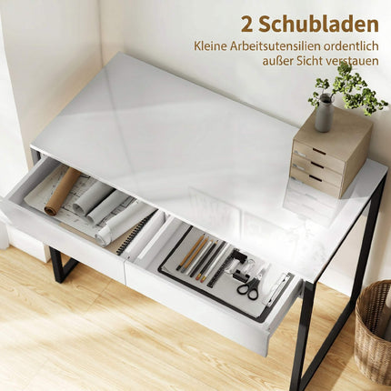 Compact Black Desk with 2 Drawers – 100 x 50 cm