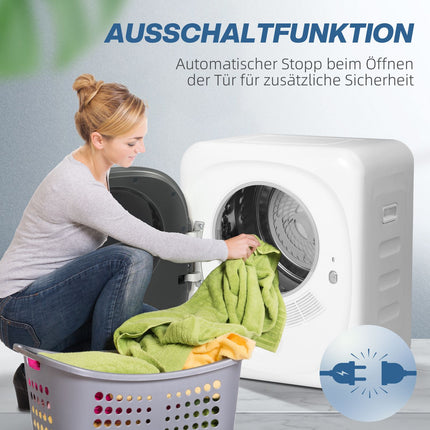 Kompakter Wäschetrockner, 4 kg Fassungsvermögen, 5 Programme, Timer